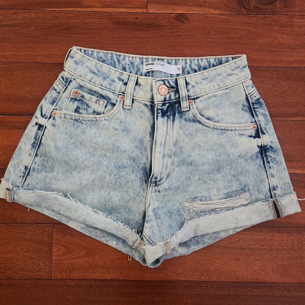 Garage Light Wash Distressed Jean Shorts